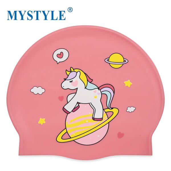 Printed Designs Silicone Swimming Caps For Junior Unicorn - Image 3