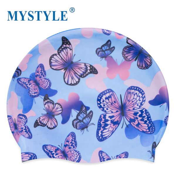 Printed Designs Silicone Swimming Caps For Adults Butterfly - Image 6